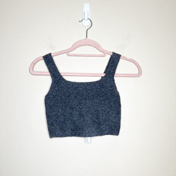 Everlane The Cozy Stretch Crop Tank Top Gray Womens Size XS Wool Yak Hair NEW - Picture 3 of 5